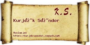 Kurják Sándor névjegykártya